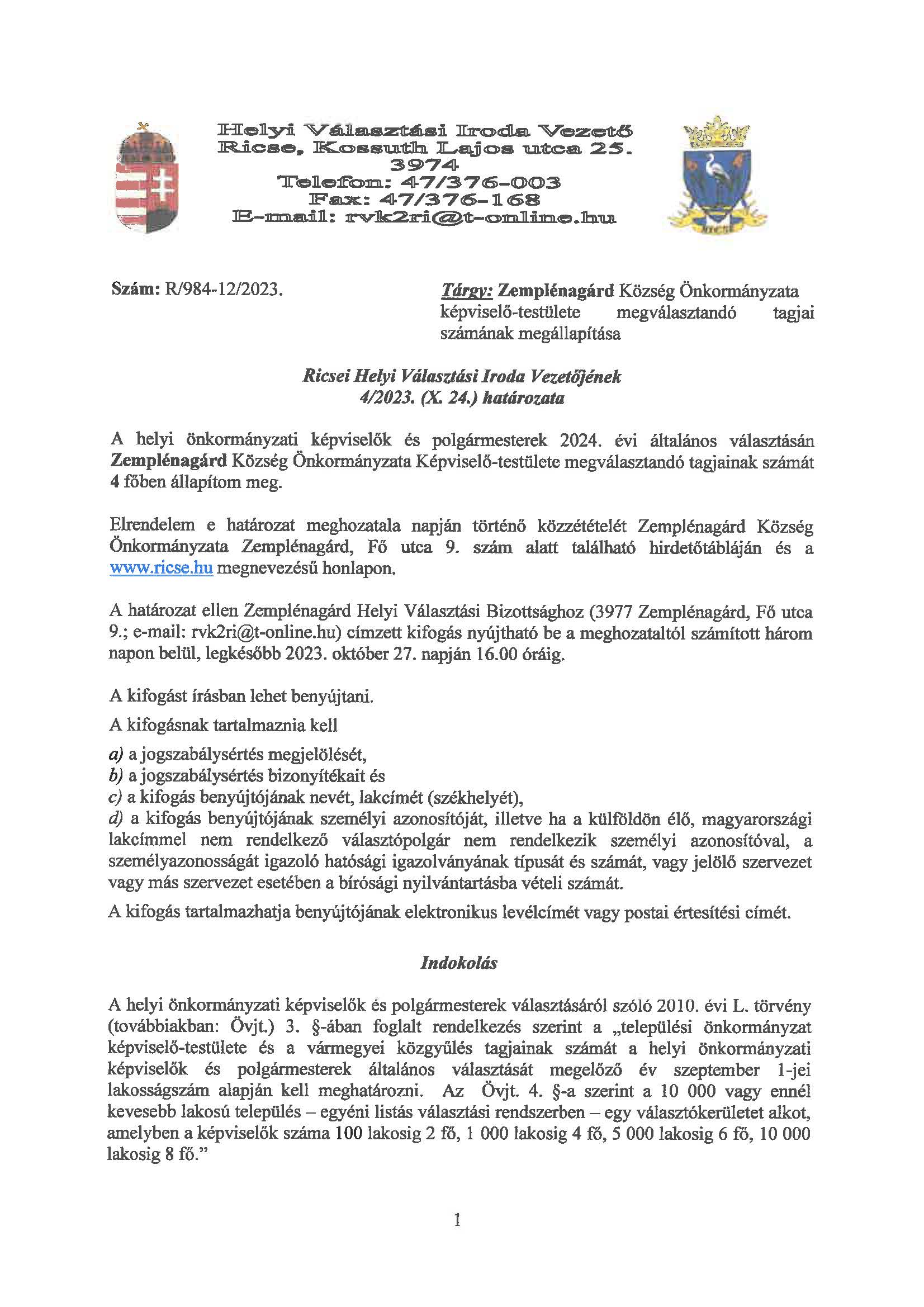 Zemplénagárd Oldal 1